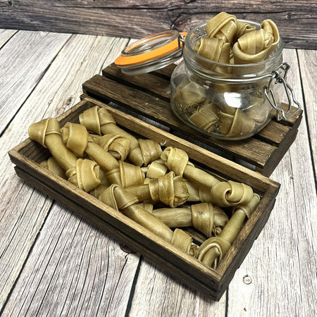 4 inch Rawhide Knotted Bones