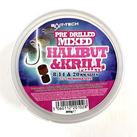 300g Bait-Tech Pre-Drilled Halibut & Krill Pellets