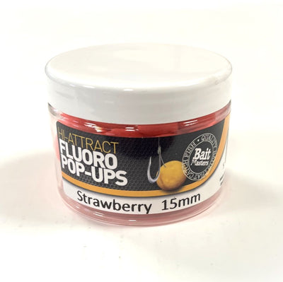 Bait Masters 15mm Fluoro Pop Ups Strawberry 40g