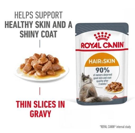 ROYAL CANIN Hair & Skin Care In Gravy Adult Wet Cat Food